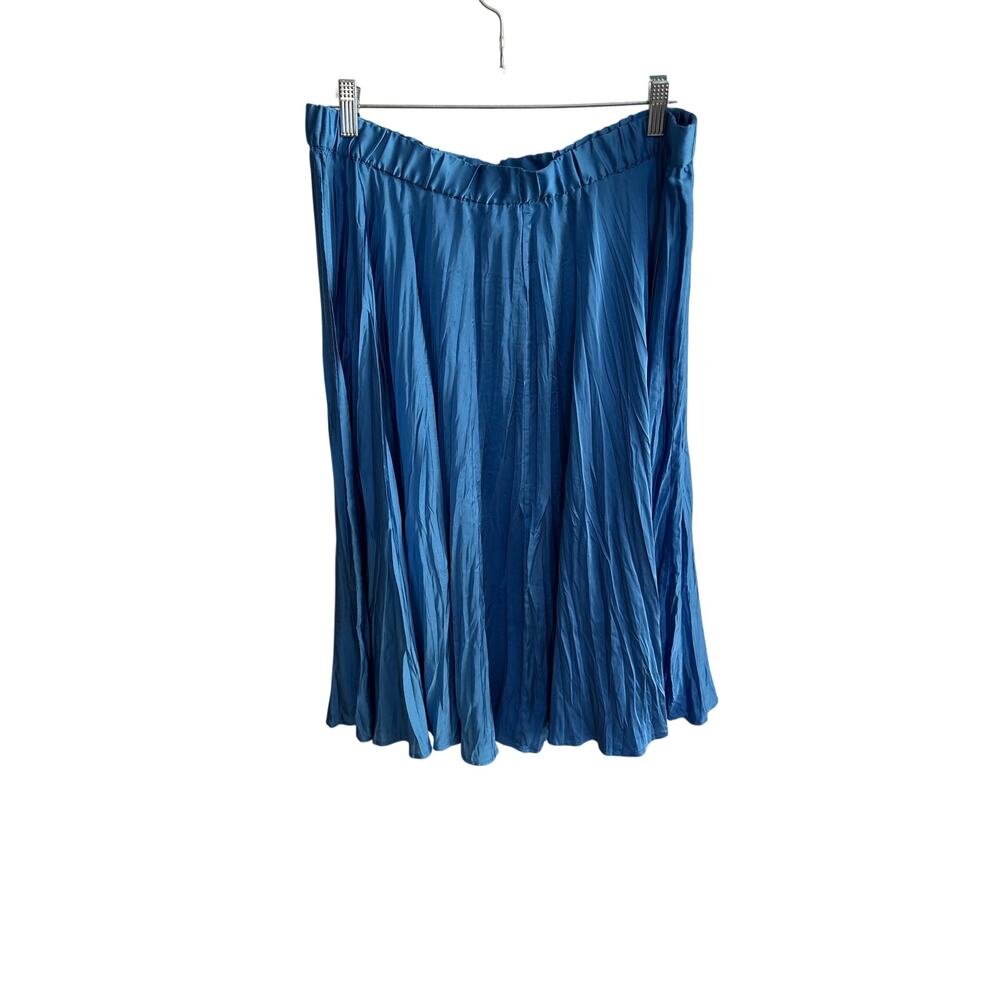 J.Jill Cobalt Blue Accordion Pleated Satin Midi Skirt M - Picture 5 of 7